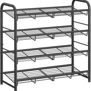 SONGMICS Stackable Shoe Rack, 4 Tier Metal Shoes