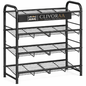CLIVORAA Stackable Shoe Rack, 4 Tier Metal Shoes
